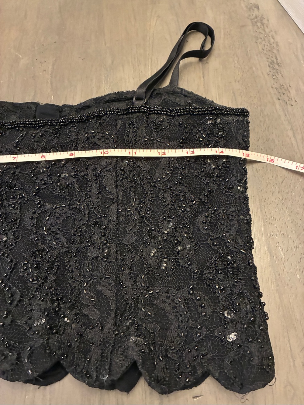 Black Beaded Corset top 6P
Black Lace, Scalloped bottom by INC. - Picture 9 of 10